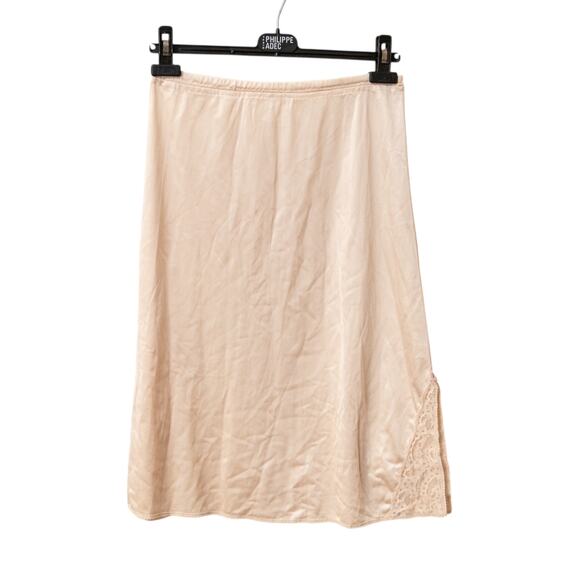 Set of 3 Vintage Lace Slips 1990s Polyester Knee Length Champagne Peach White - Picture 9 of 13